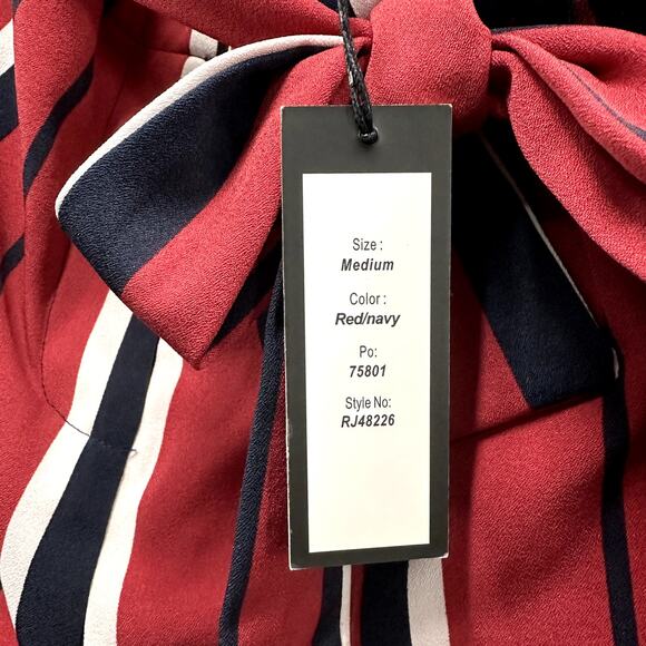 Romeo & Juliet NEW Medium Wide Leg Trousers Vertical Stripes Red Navy Summer‎ - Picture 7 of 10